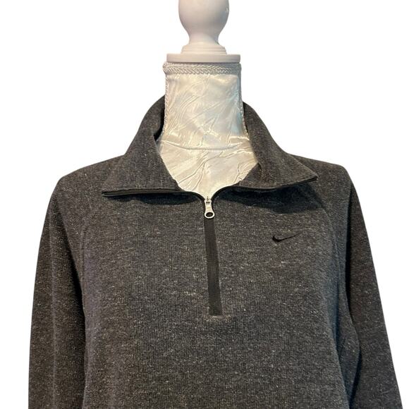 Nike Gray Knit Jacket Womens Sz Medium Quarter Zip Cotton Blend Sport Fitness - Picture 5 of 16